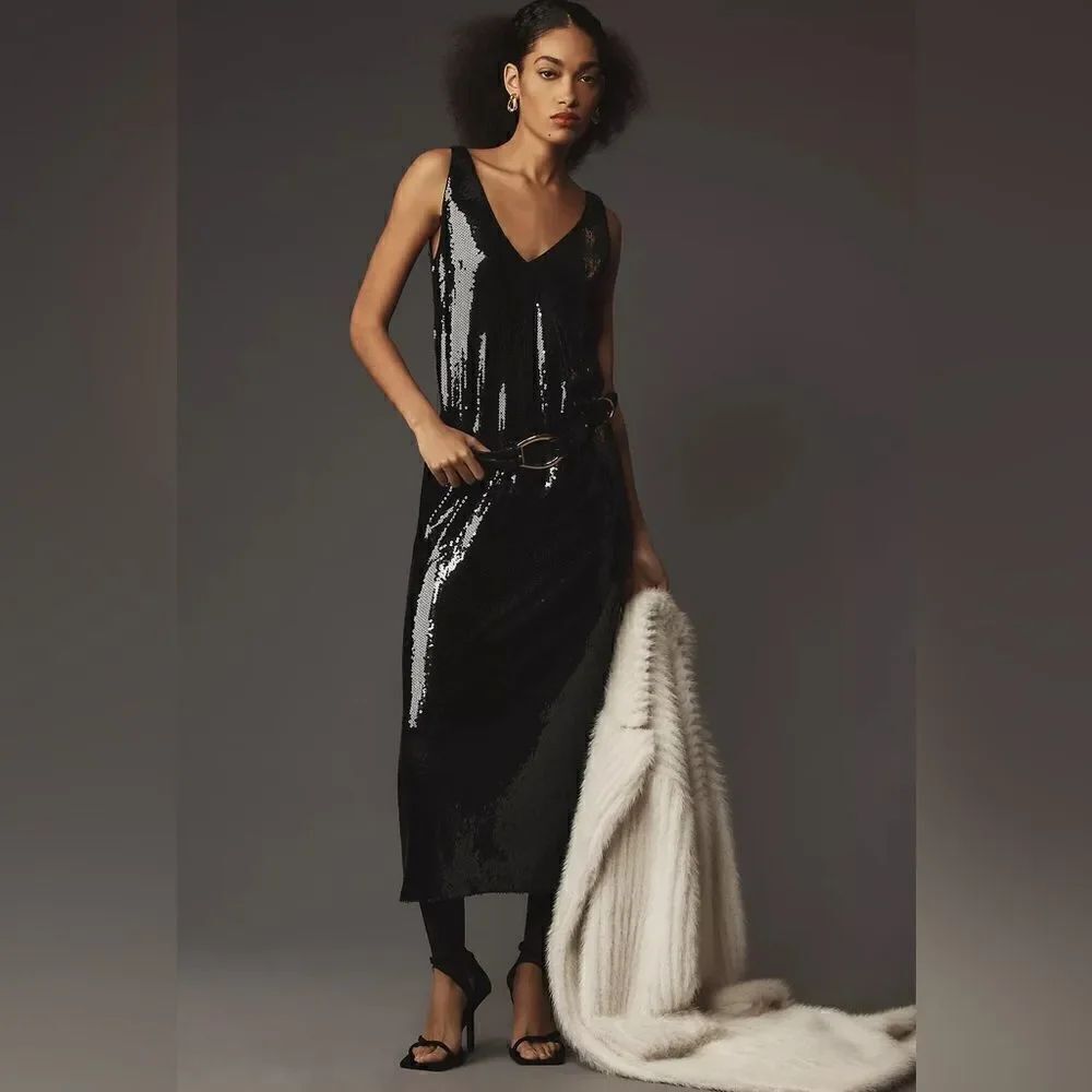 Anthropologie Sophie Rue Selia Sequin Column Dress NWT